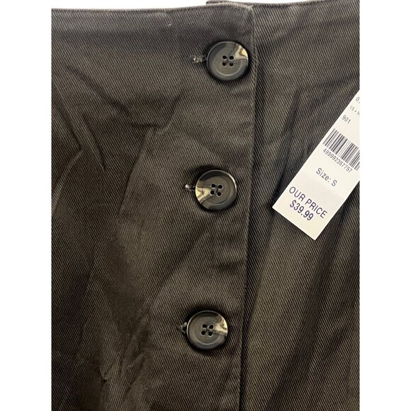 Chloe & Katie Black High-Waist Button-Up Mini Skirt Size S Dark Fairy Neutral - Picture 2 of 6